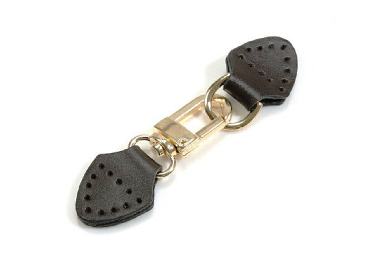 3.7" byhands Swivel Hook Gold Style Ring on Genuine Leather Tab (18-1811-G)